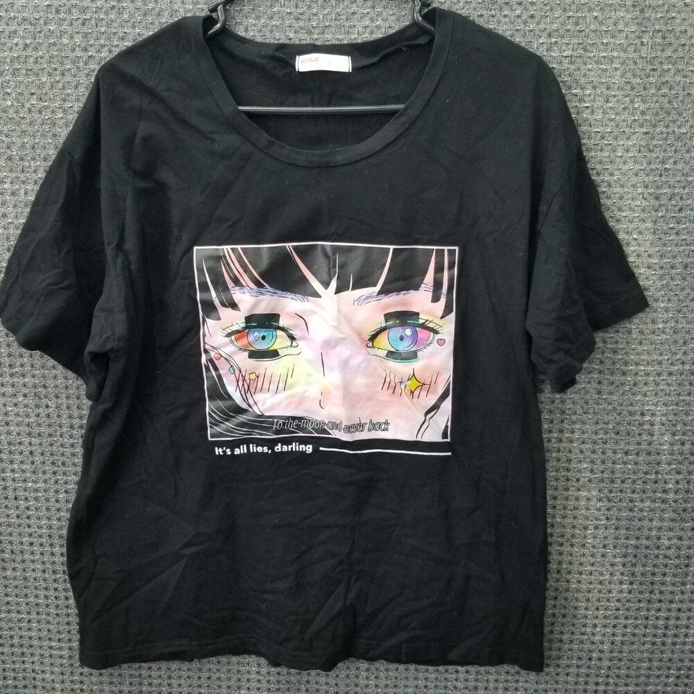 Romwe Black T Shirt to the moon and never back size 6